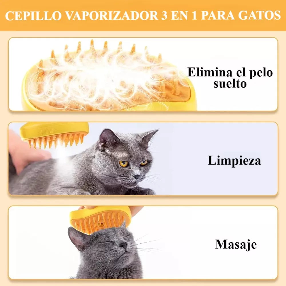 Cepillo de Vapor para Mascotas 3 en 1