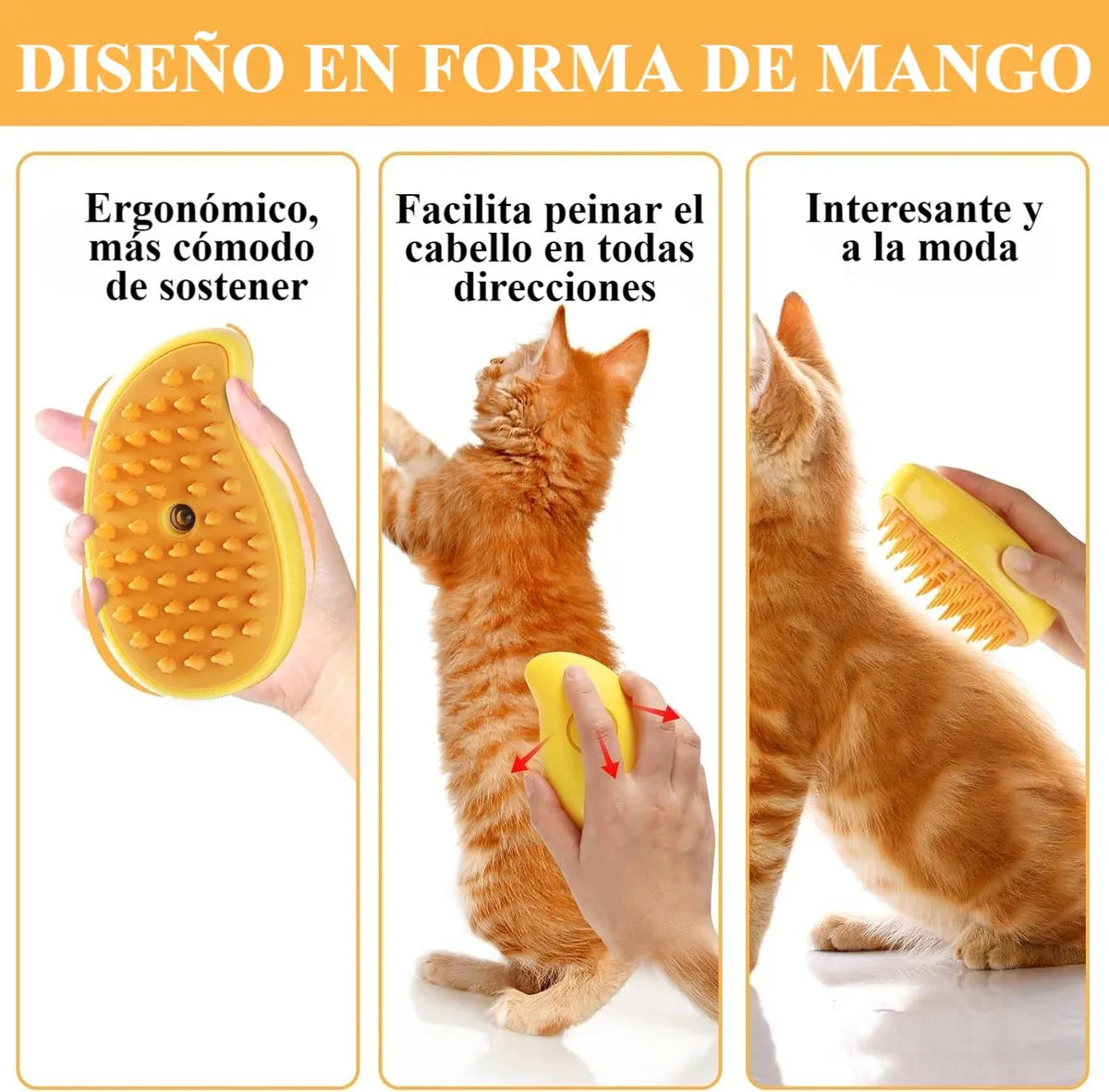 Cepillo de Vapor para Mascotas 3 en 1