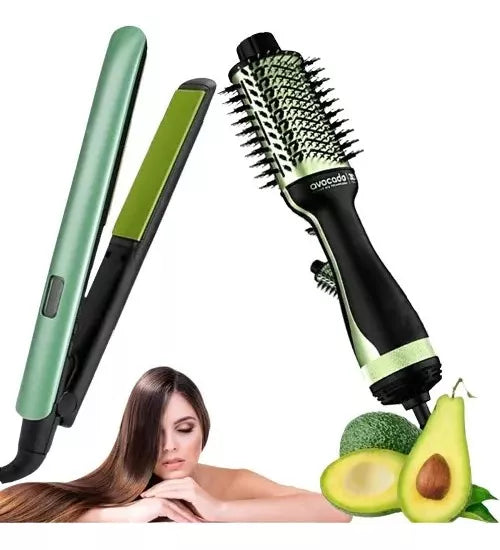Combo de Plancha + Cepillo Secador de Aguacate
