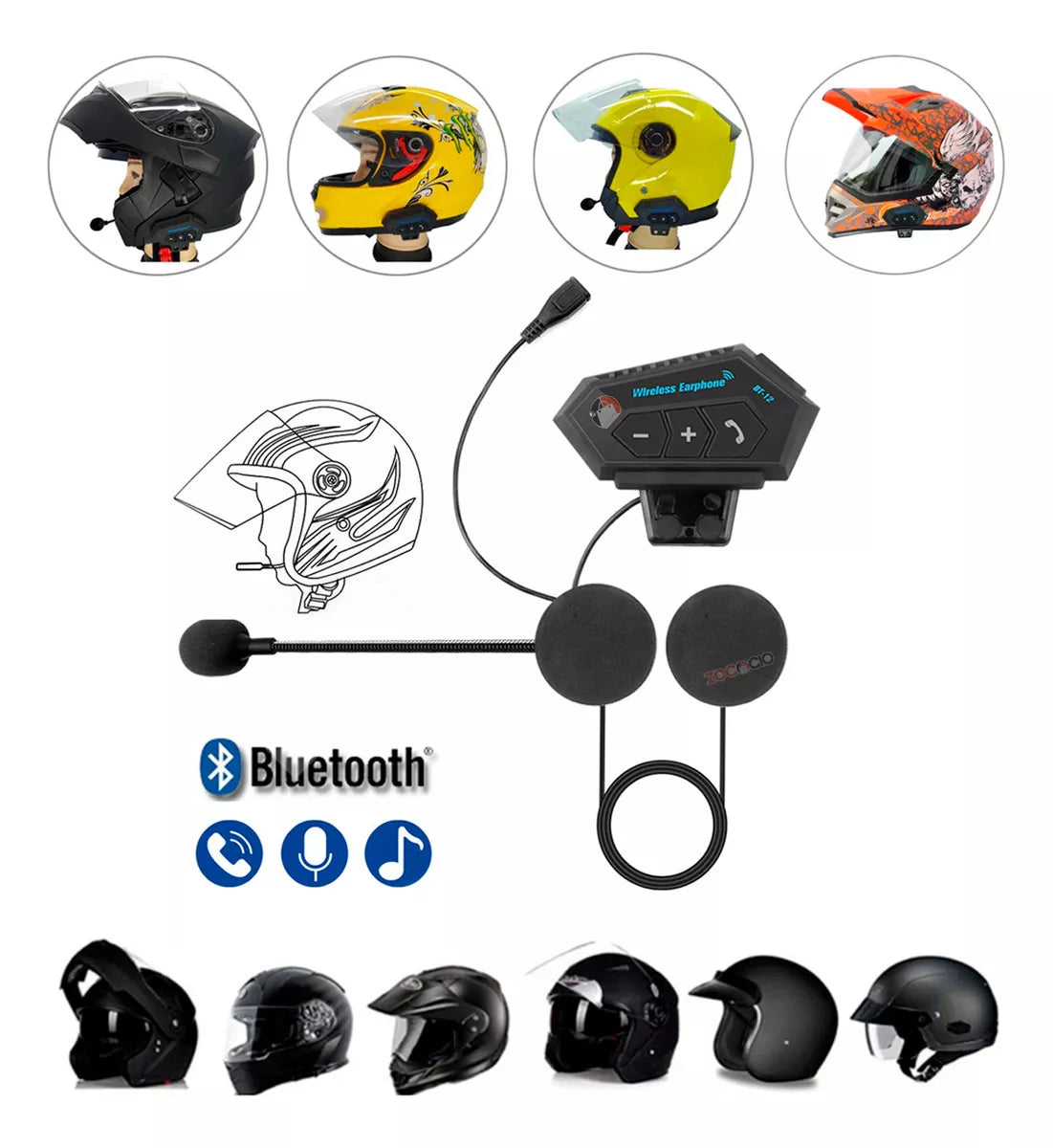 Intercomunicador para Casco con Bluetooth - Manos Libres