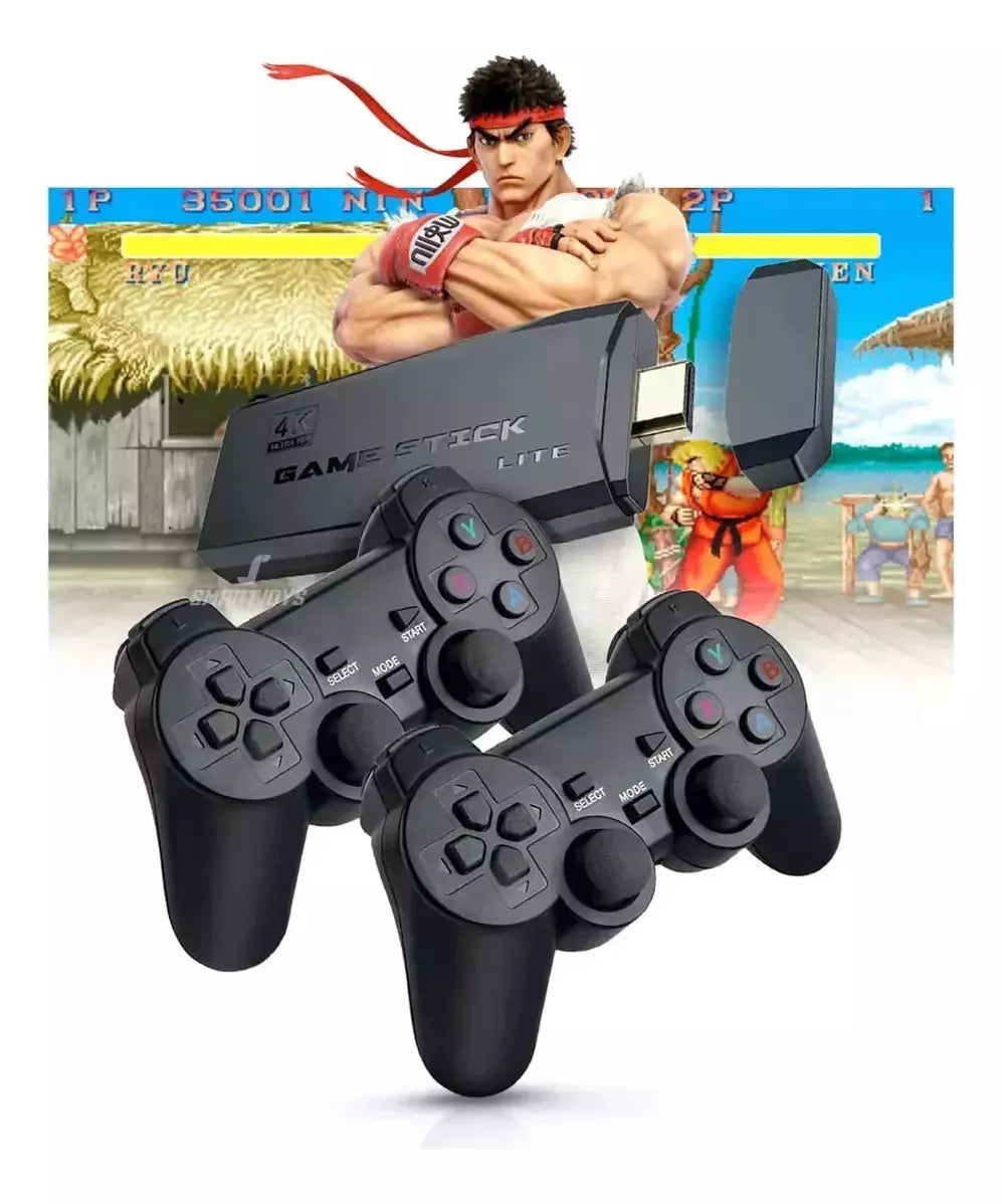 Consola de Videojuegos Doble Mando Juego Retro Inalámbrico De 64 Gb 10000 juegos (VERDE)