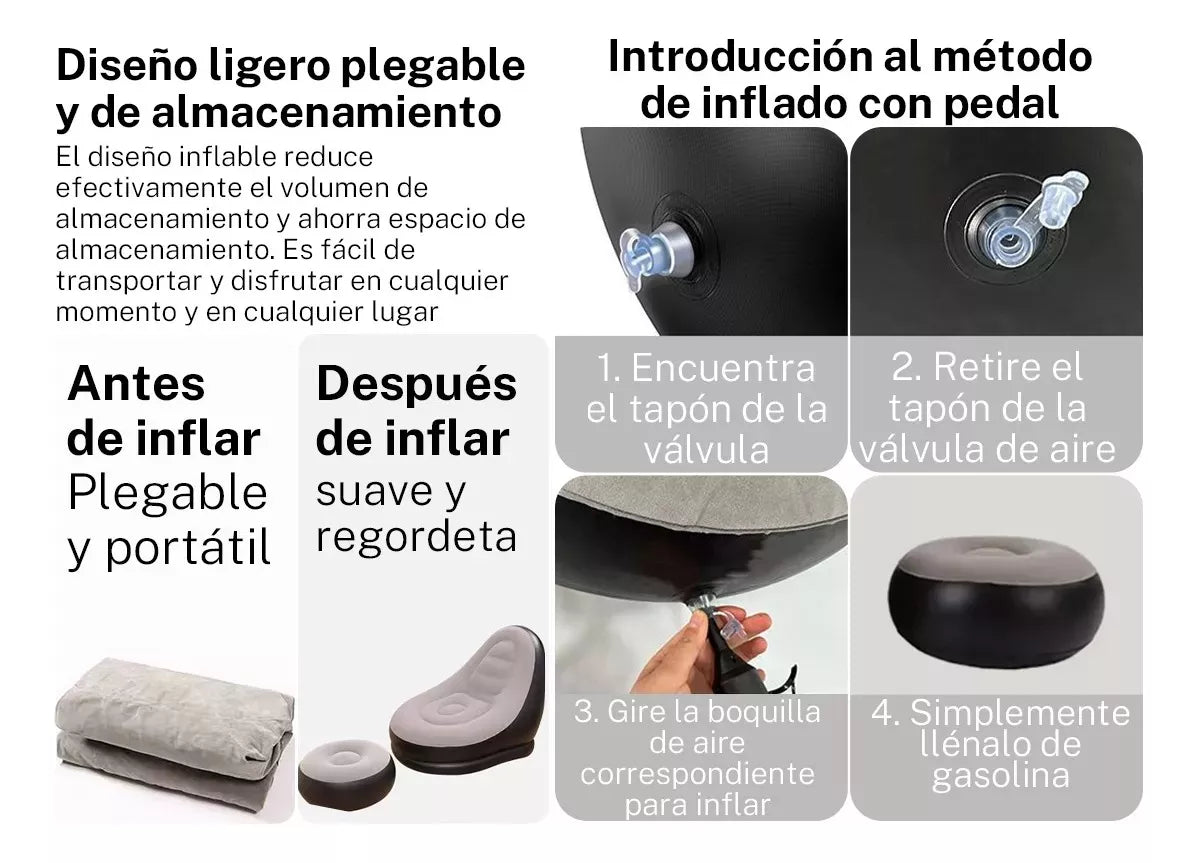 Sofá Inflable con Almohadilla para Pies